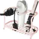 mDesign Metal Hair Care & Styling Tool Organizer Holder - 3 Sections - Bathroom Vanity Countertop Storage for Hair Dryer, Flat Irons, Curling Wands, Hair Straighteners - Light Pink/Blush