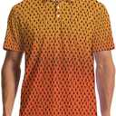 Party Mens Golf Shirt Print Short Sleeve Moisture Wicking Funny Sport Performance Polo Shirts for Men (Orange, XL)