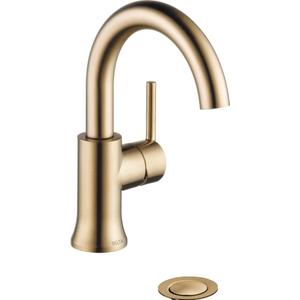 Delta Faucet Trinsic Single Hole Bathroom Faucet, Gold Bathroom Faucet, Single Handle, Diamond Seal Technology, Drain Assembly, Champagne Bronze 559HA-CZ-DST