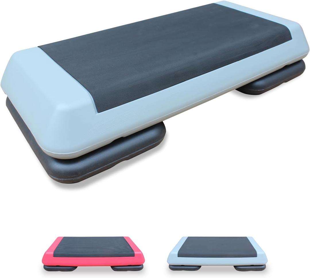 Aerobic Step Platform Height Adjustable Workout Step for Fitness Strength Training with Risers Exercise Platform for Home Gym (Gray-2 Risers)