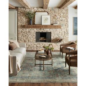 Loloi Magnolia Home by Joanna Gaines Banks Collection BAN-01 Ocean/Spice 8'-6" x 11'-6", .13" Pile Height, Machine Washable, Area Rug