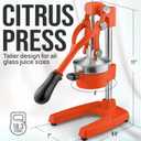 Zulay Kitchen Cast-Iron Orange Juice Squeezer - Heavy-Duty, Easy-to-Clean, Professional Citrus Juicer - Durable Stainless Steel Lemon Squeezer - Sturdy Manual Citrus Press & Orange Squeezer (Orange)