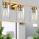 3-Light Bathroom Vanity Light, Modern Brushed Gold Wall Lights with Clear Glass Shades, Bathroom Wall Sconce Lamp for Mirror Living Room Bedroom Hallway