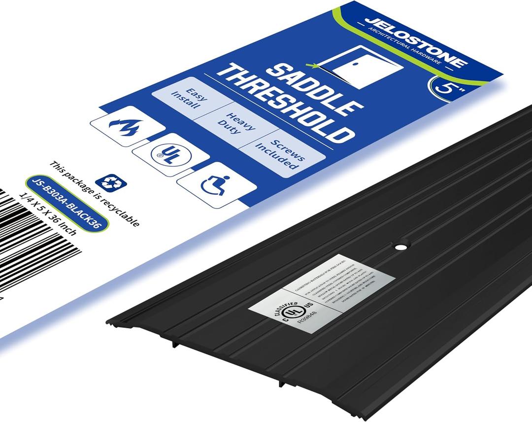5''W x 1/4''H x 36''L - Commercial Aluminum Door Threshold(Matte Black Anodized)- Door Saddle- ADA accessible Barrier Free- Fire Rated- Door Thresholds for Exterior Doors, B303A