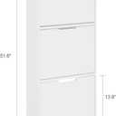 SoBuy Wall Mounted Shoe Cabinet with Motion Sensor LED Light | 3 Narrow Flip Drawers Shoe Storage Organizer with Hooks & Open Shelves for Entryway, White