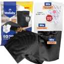 Wallaby 60 Count 1-Gallon Gusset Mylar Bags with 400cc Oxygen Absorbers, 15 Mil Total Thicker Long-Term Food Storage Pouches, 10x14 Stand-Up Resealable Heat-Sealable Airtight Packaging - Matte Black (1-Gallon 60 Pack)