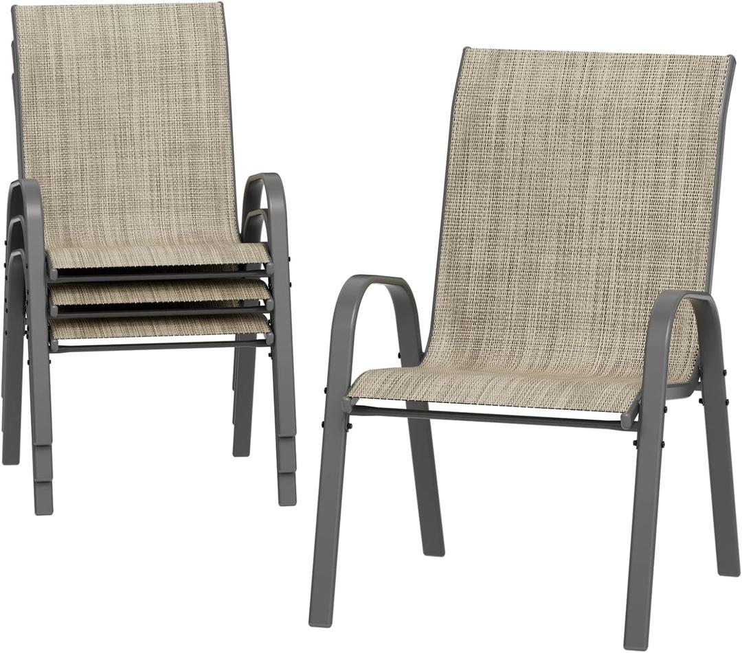 UDPATIO Patio Dining Chairs Set of 4, Outdoor High Stacking Chairs, Indoor/Outdoor Chairs Backyard Deck Garden Chairs, Restaurant Kitchen Dining Trattoria Chairs Brown