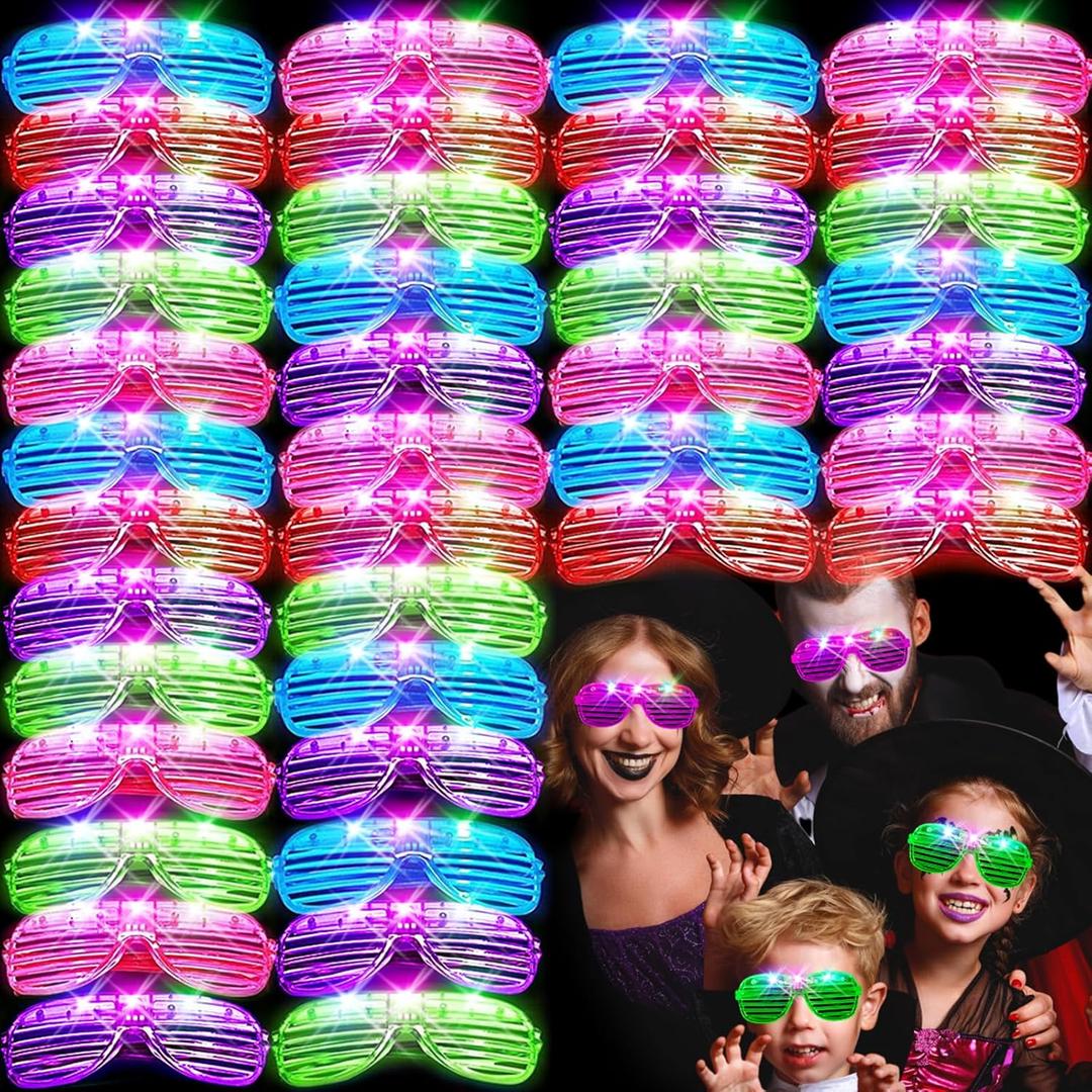 46 Pack Light Up Glasses, Halloween Party Favors 5 Neon Color Led Glasses, Shutter Shades Glow Stick Sunglasses, Neon Party Supplies for Kids Adults Birthday Wedding Glow Toys Party