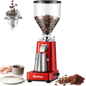 Huanyu Coffee Grinder Electric Adjustable Flat Burr Mill with 19 Precise Grind Setting 35OZ 36Cups Coffee Bean Grinding Machine Upgrade Automatic Point-action for Espresso French Press