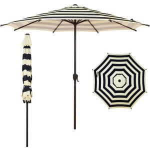 Abba Patio 9FT Lyon Outdoor Patio Umbrella Outdoor Table Umbrella with Push Button Tilt and Crank Market Umbrella 8 Sturdy Ribs UV Protection Waterproof for Garden Deck Backyard Pool, Black & Lvory
