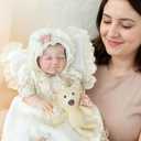Reborn Baby Dolls, 22Inch Realistic Sleeping Girl Reborn Baby Doll with Feeding Toy, Gift for Kids Age 3+