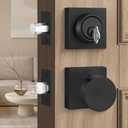 Goldenwarm Black Door Knobs with Deadbolt, Zinc Alloy Matte Black Exterior Door Knobs Lock Set with Deadbolt, Heavy Duty Door Locks for Front Door - Modern & Stylish(1 Pack)