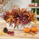 10 x Artificial Fall Plants for Autumn Outdoor Decor Realistic Faux Greenery & Flowers Fake Plastic Leaves with Stems UV Resistant Outside Bushes for Garden Patio and Porch 8Pcs (Fall Color)