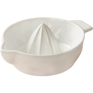 Ceramic Lemon Juicer Reamer Manual Citrus Lime Hand Squeezer Bowl with Handle and Pour Spout, Handheld, Easy to Use and Clean (White)