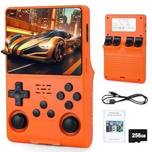 R40S Pro Handheld Retro Gaming Console – 256GB Storage, 3800mAh Battery, 3.5" Full-Lamination IPS Screen, 20+ Emulators, Preloaded 30, 000 Games, WiFi Multiplayer Support (Orange)