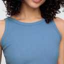 Gap Womens Ribbed High Neck Tank (Blue, XXL)