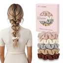 Scrunchies for Women 3.5 Inch Cotton Scrunchies for Thick Curly Hair No Crease Hair Ties Ideal for Workouts Sports Everyday Wear - Pastel Colors (Pink/Red/White/Gray/Brown)