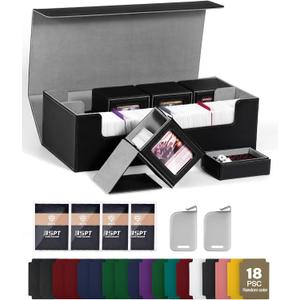 ZLCA MTG Card Storage Box 5 in 1 with 4 Pcs Small Commander Deck Box, Large Card Deck Case for TCG Magic Sports Game CardsBlack