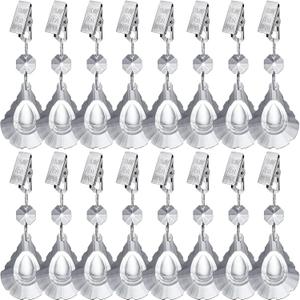 Jucoan 16 Pack Tablecloth Weights, Crystal Glass Table Cloth Weight with Metal Clips, Heavy Tablecloth Pendant Table Cover Weight for Outdoor Picnics Garden Wedding Party Tables Decor