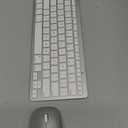 Wireless Keyboard and Mouse for Mac, 14 Media Shortcuts Keyboard with Adjustable DPI Mouse, Slim & Portable Design, Stable Bluetooth Connection, Silver-White,OMOTON