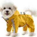 LOS ANDES Dog Raincoat Waterproof Rain Jacket with Hood for Small Dogs, Snowproof Windproof Lightweight Puppy Clothes with Reflective Strap and Leash Hole XL