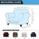 Single Sofa Cover Leather Look Chair Covers for Living Room 1-Piece Sofa Chair Covers with Arms Stretch Furniture Protector with Elastic Bottom & Pockets(Armchair, Grey)