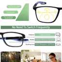K.LAVER Photochromic Progressive Multifocus Reading Glasses Blue Light Blocking Multifocal Readers Spring Hinge Sunglasses, +2.50