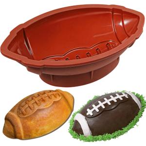 Webake Football Cake Pan 12 Inch Nonstick Football Shaped Silicone Mold for Baking, 3D Breakable Chocolate Mold, Sports-Themed Party