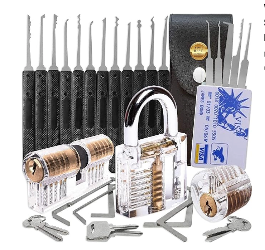 Waterproof Keyed Long Shackle Padlock Kit, Covered Aluminum Lock Set with Hardened Pick Steel Shackle, Heavy Duty Anti-Rust Security Lock for Picking Gym Locker, Outdoor Gate Fence, Toolbox,WES-285