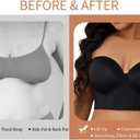 SEA BBOT Women Longline Strapless Bra Full Coverage Corset Bra Hide Back Fat (Black, 34D)