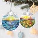 Stained Glass Ornament, Christmas Ornaments, Christmas Decorations for Tree, Holiday Decor, Holiday Party Gifts, Sunrise Lover Gifts, Gift Ideas & Xmas Gift - Sunrise On The Beach