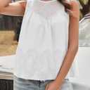 Tankaneo Womens Lace Tank Tops Summer Casual Mesh Loose Fit Sleeveless Blouses Pleated Crew Neck Tees Shirts