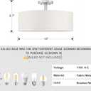 18 Inch Drum Brushed Nickel 4 Light Semi Flush Mount Close to Ceiling Light Fixture,Cream Fabric Shade for Bedroom,Living Room,Dining Room Hallway