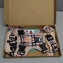 PoyPet Plaid Dog Harness, No Pull Front Clip Pet Vest Harness, Soft Padded Reflective Adjustable Walking Harness with Handle for Medium Dogs(Checkered Beige, M)