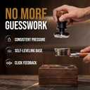 58mm Espresso Tamper Spring Loaded Self Leveling Coffee Tamper with Audible Click, Stainless Steel Ripple Base & Ergonomic Walnut Handle - Fits Standard 58mm Portafilter Basket
