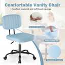 DUMOS Armless Home Office Executive Chair - Small Desk Chair with Low Back Lumbar Support, Height Adjustable PU Leather Computer Task Chair with 360 Swivel Wheels, for Adults, Blue