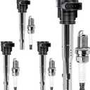 Ignition Coil Pack and Iridium Spark Plugs Set of 4 Compatible with Audi A4 2005-2016/A5 2010-2014/Audi A3 2006-2013/A6, Q3 & Volkswagen Jetta 2006-2013/Tiguan 2009-2017 & More, Replace OE# UF575+2667