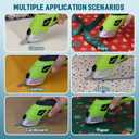 Cordless Electric Scissors, VLOXO Cardboard Cutter Electric Fabric Scissors with Blades Rechargeable Powerful Fabric Cutter for Crafts Leather Carboard Carpet Plastic Felt with Case Green CS4001