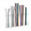 HSFTEC Straw Holder for Cabinet Door, Reusable Tumbler Straw Organizer Storage Container Mount for Kitchen Counter Cupboard Door (Transparent, 9.5inch)