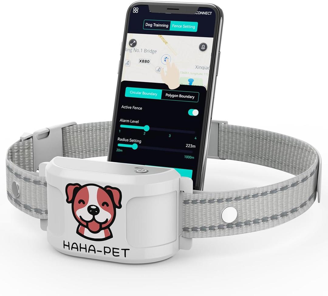GPS Wireless Dog Fence & Training Collar  No Subscription, App Geo-Fence 3280ft, 60-164ft Bluetooth Training, 3 Correction Modes, Auto Sleep/Wake, Long Battery Life (White)