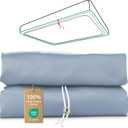 King Fitted Sheet Only with Drawstring and 360 Elastic Strap for Tight Fit, 100% Long-Staple Cotton Fitted King Sheet, Luxury Soft and Comfort, No Slippage, Deep Pocket Fits 8" to 14" Mattress (Sky Blue)