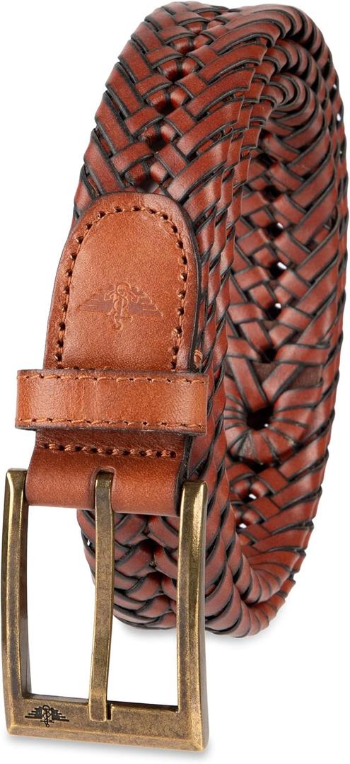 Dockers Men’s Leather Braided Fully Adjustable Belt  (32, Black Glazed)
