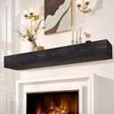 Fireplace Mantel Shelf, 72" Wooden Floating Shelf for Over Fireplace, Wall-Mounted Mantel Shelves, Decorative Mantels, Rustic Floating Mantels Shelves, Black