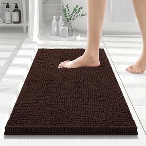 Smiry Luxury Chenille Bathroom Rugs 24x16, Extra Soft and Absorbent Shaggy Bath Mat, Machine Washable, Non-Slip Plush Carpet Runner for Tub, Shower, and Floor, Home Decor Accessories, Brown Smiry Luxury Chenille Bathroom Rugs 24x16, Extra Soft and Absorbent Shaggy Bath Mat, Machine Washable, Non-Slip Plush Carpet Runner for Tub, Shower, and Floor, Home Decor Accessories, Brown