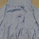 Womens Vacation Summer Casual A Line Swing Dress Ruched Bust Sleeveless Solid Ruffle Hem Cami Short Dress Babyblue S