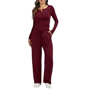 Gracyoga 2 Piece Sets for Women Matching Set 2025 Fall Sweatsuits Long Sleeve Crop Tops Travel Airport Outfits Fashion Lounge (Medium, Red)
