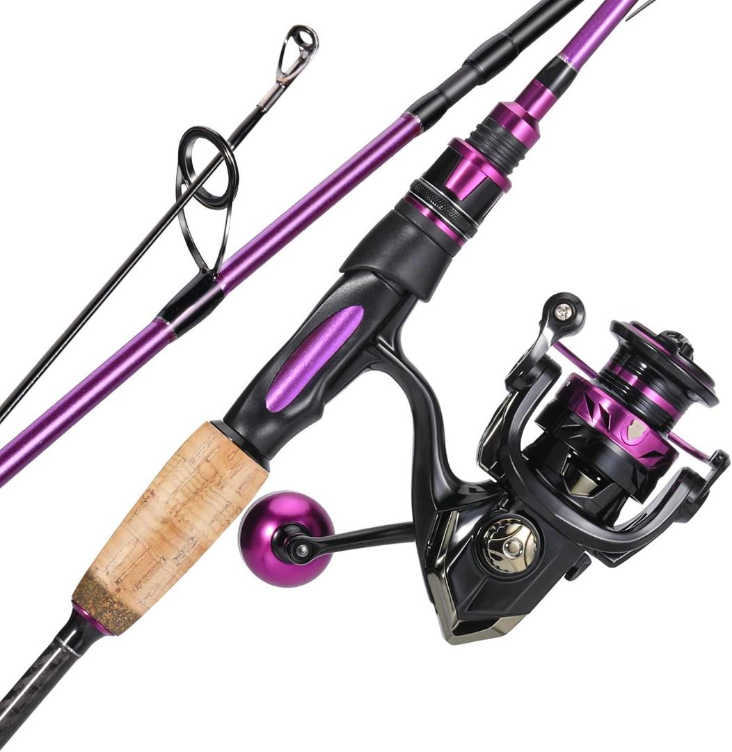 Sougayilang Spinning Combo, Medium Heavy Fishing Pole and 2000 Spinning Reel Set, Fishing Rod and Reel Commbo for Bass Fishing Tackle (Purple)