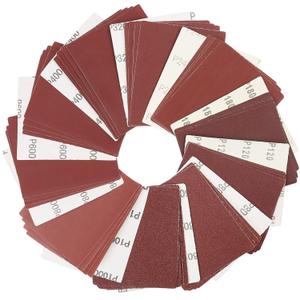 LotFancy 1/4 Sheet Sandpaper for Palm Sander, 50PCS 60 80 120 180 240 320 400 600 800 1000 Grit Sanding Sheets Assortment for Car and Wood, Plain Backing Sand Paper, 5.5x 4.5