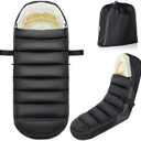 IvyWind Stroller Footmuff, Adjustable Length Baby Winter Stroller Bunting Bag with Zipper Design, Universal Warm Sleeping Bag for Cold Weather, Cozy Fleece Lining for Toddler Infant, Black