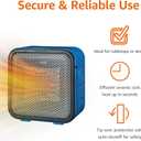 Amazon Basics Ceramic Portable Mini Space Heater for Office Desk, Fast Heating, Efficient, Indoor Use, 500W, With Tip-Over Protection, Lightweight 1.4 lbs, Blue, 5.9 x 3.2 x 6 inches